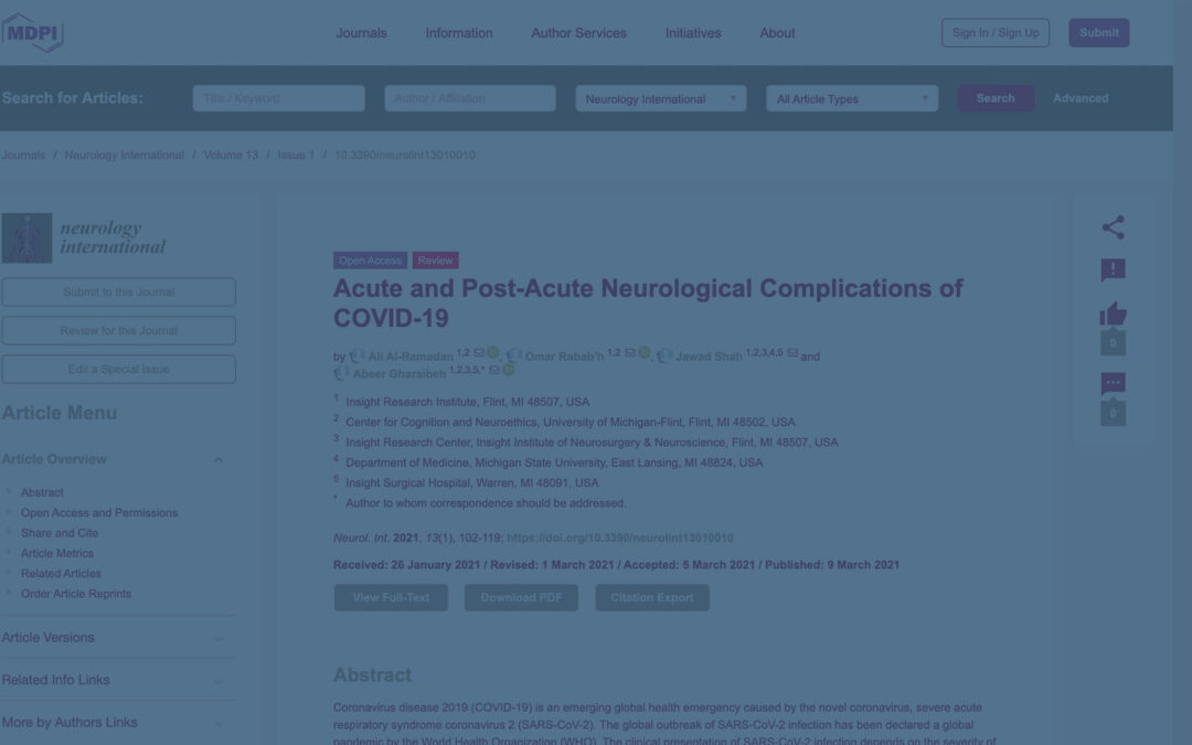 Recent Publication | Acute and Post-Acute Complications of Covid-19